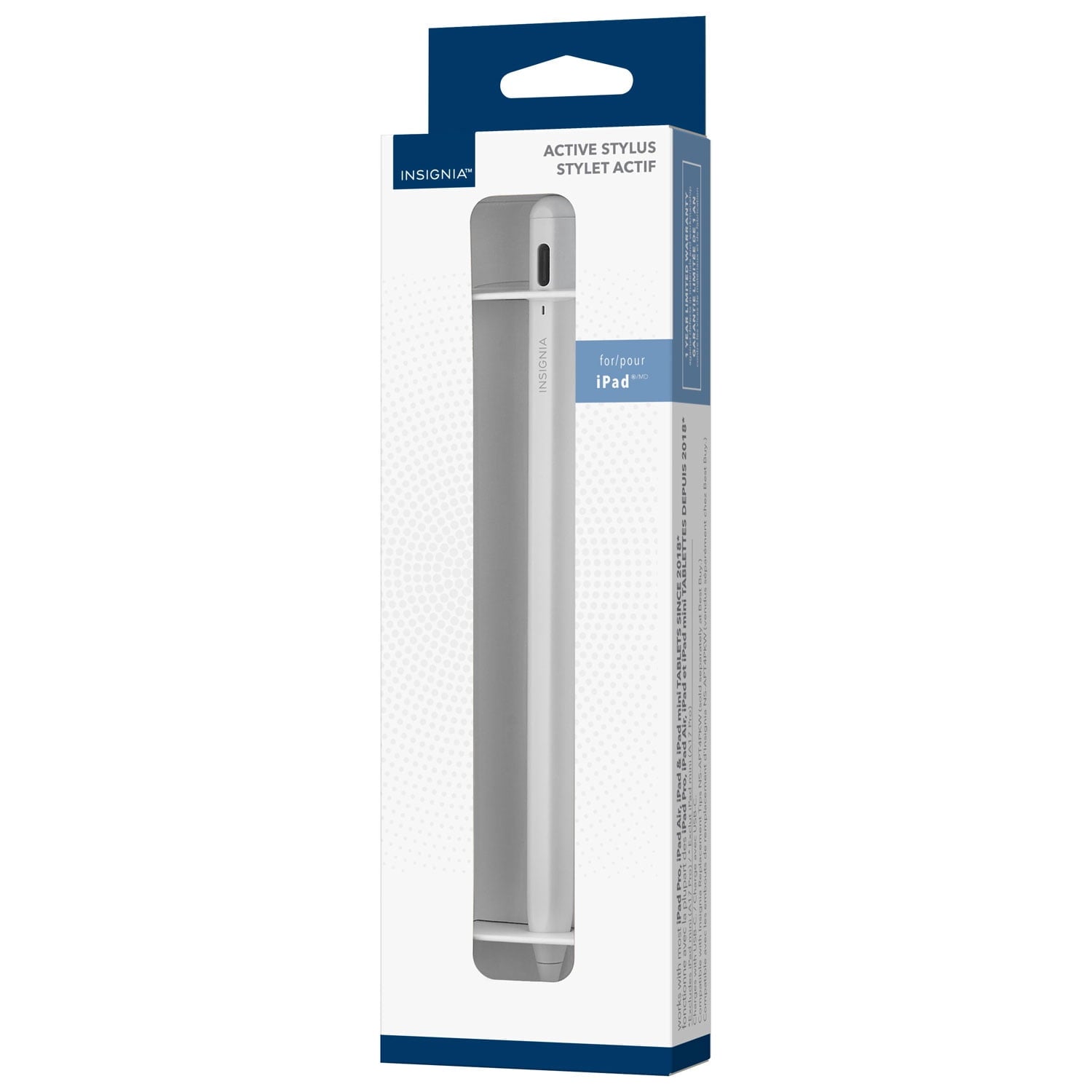 Insignia Active Stylus for iPad, Precision Digital Touch Pen for Writing, Drawing and Note Taking – White