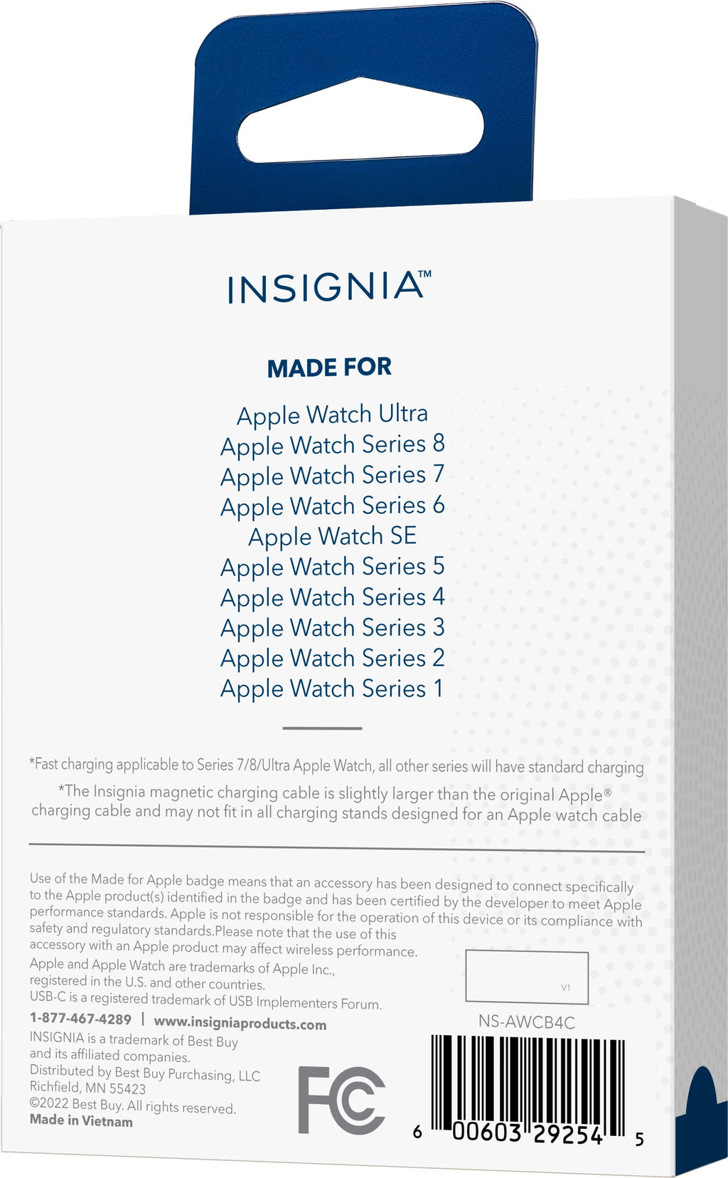 Insignia iWatch Magnetic Fast Charger to USB Type-C 4 ft. Braided Cable - White