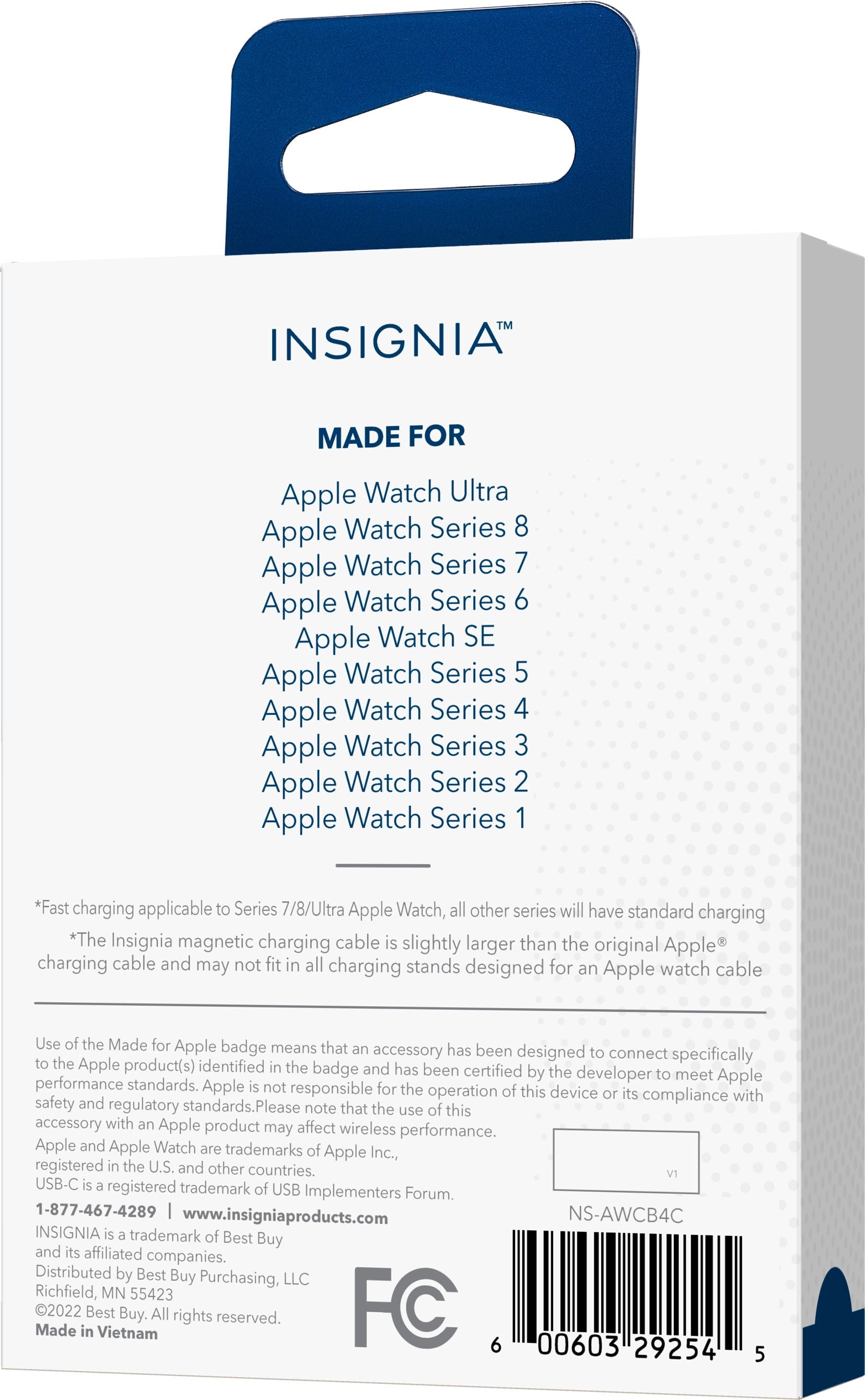 Insignia iWatch Magnetic Fast Charger to USB Type-C 4 ft. Braided Cable - White