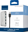 Insignia 4-Port USB 3.0 Hub with 5ft. Cable Power Supply, USB Splitter Expander for Laptop, Xbox, Flash Drive, HDD, Console, Printer, Camera, Keyborad, Mouse, MacBook, Surface, PC, Silver Grey