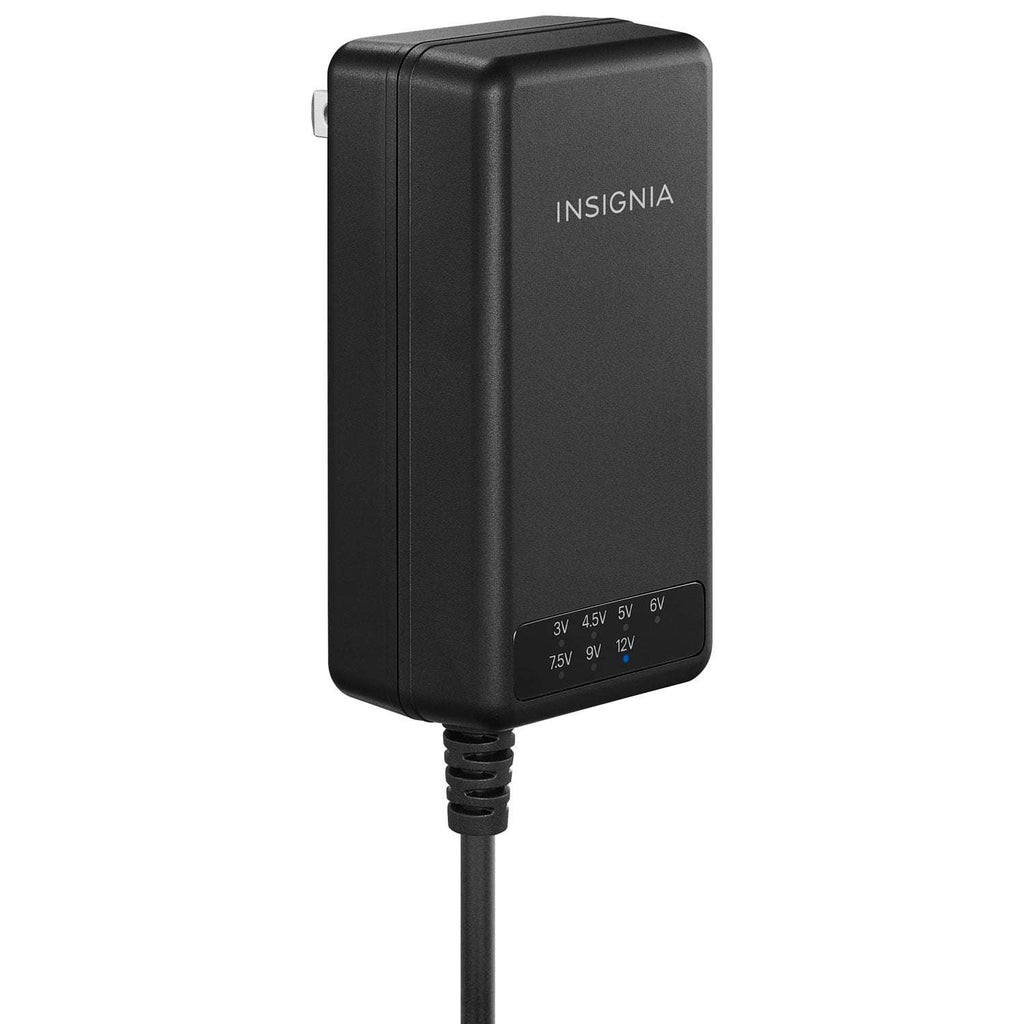 Insignia Universal AC Adapter 22.5W with 7 Interchangeable Tips and USB-A Port, Multi-Voltage Charger for Laptops and Electronics