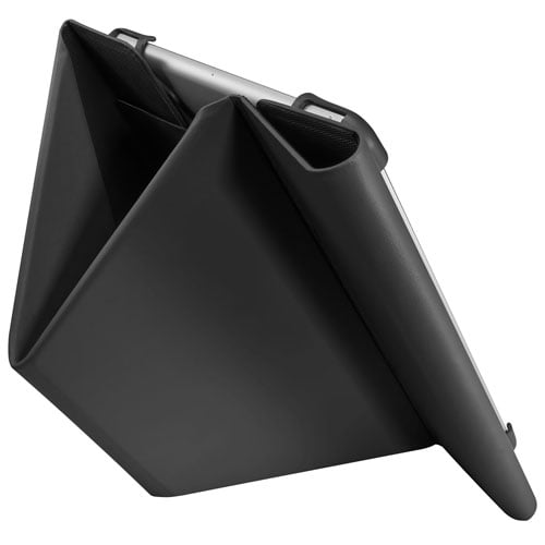 Insignia 10" Universal Tablet Folio Case (Black) + Active Stylus Pen (White) Bundle – Protective Cover with Stand