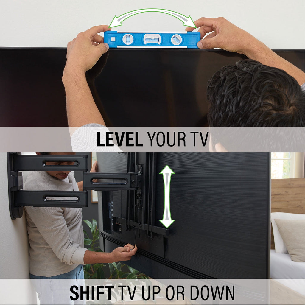 SANUS Elite Advanced Full Motion 4D + Shift TV Wall Mount for 32"–65" TVs, Swivel, Tilt, Extendable, Black (BMF522-B3)