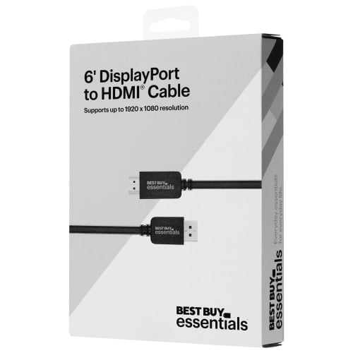 Best Buy Essentials 1.8m (6 ft.) DisplayPort to HDMI Cable – BE-PCDPHD6-C – Full HD Video & Audio