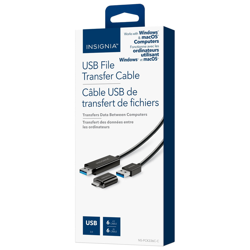 Insignia USB 3.0 C-to-C 1.83m (6 ft.) Cable with USB-C Adapter (NS-PCK336C-C) – High-Speed Data & Charging – Black
