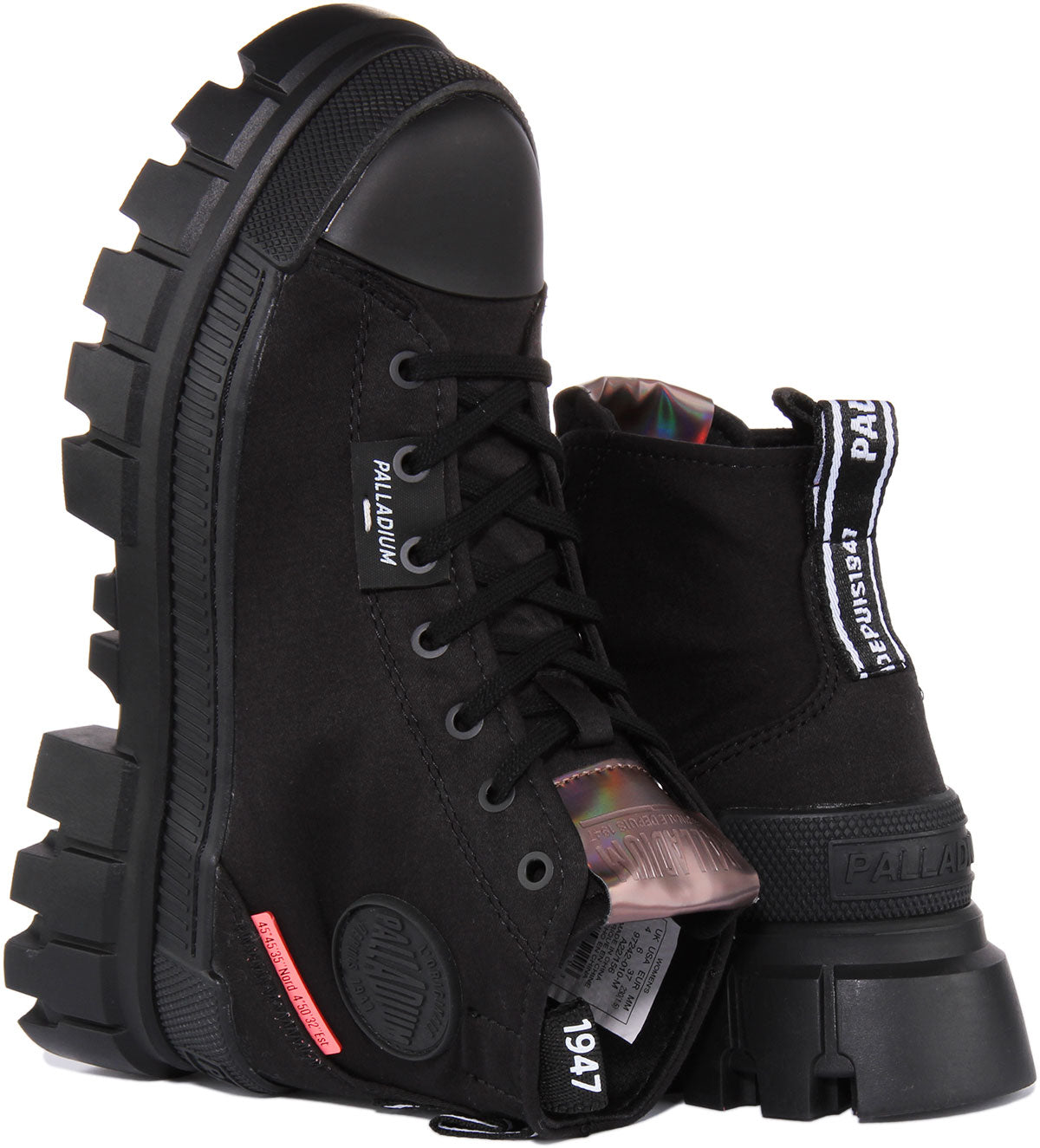 Palladium Revolt Boot Tx Women's Lace Up Canvas Vegan Ankle Boot In Black Size 6