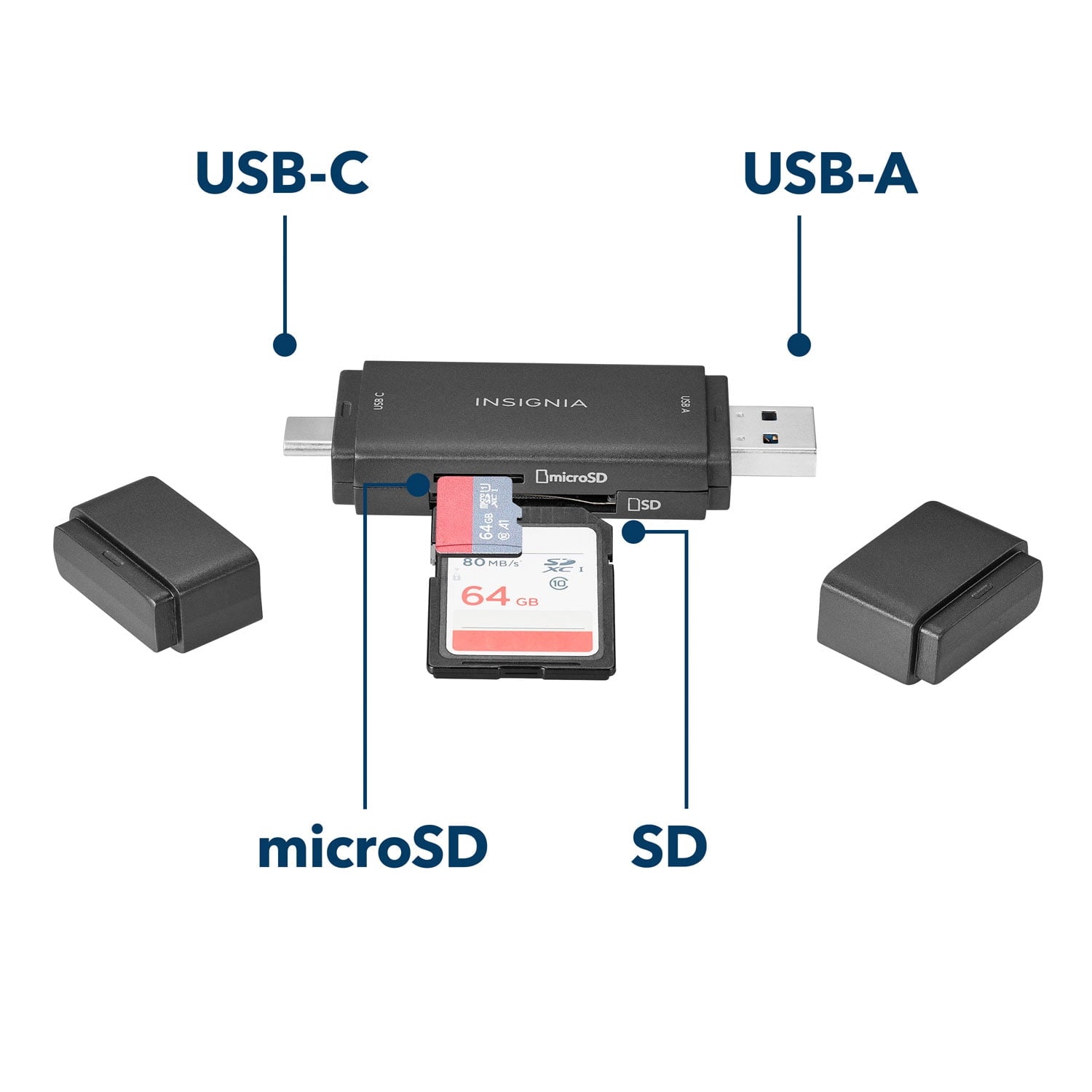 Insignia USB-C/USB 3.0 to SD/MicroSD Memory Card Reader