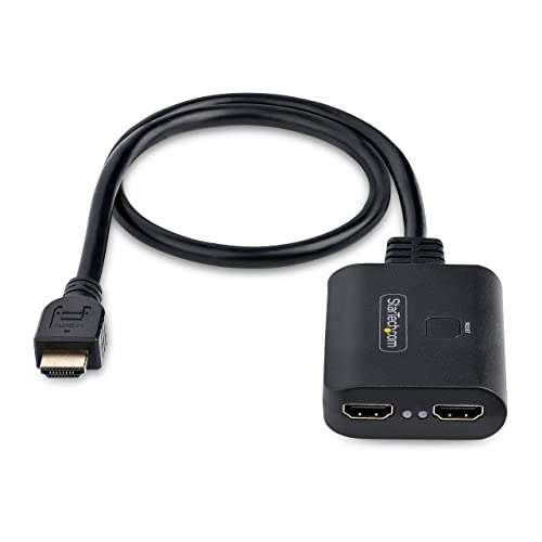 StarTech HDMI-SPLITTER-4K60UP 2-port HDMI splitter supporting 4K 60Hz video output in black