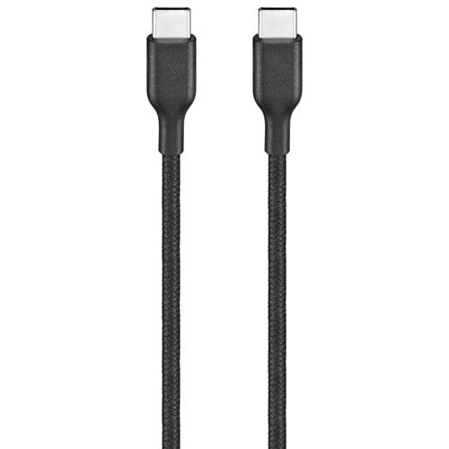 Best Buy Essentials 1.8m (5.9 ft.) Braided USB-C Cable (BE-MCA6CCB-C) – Black, USB-C to USB-C Fast Charging & Data Sync Cable for Phones, Tablets & Laptops