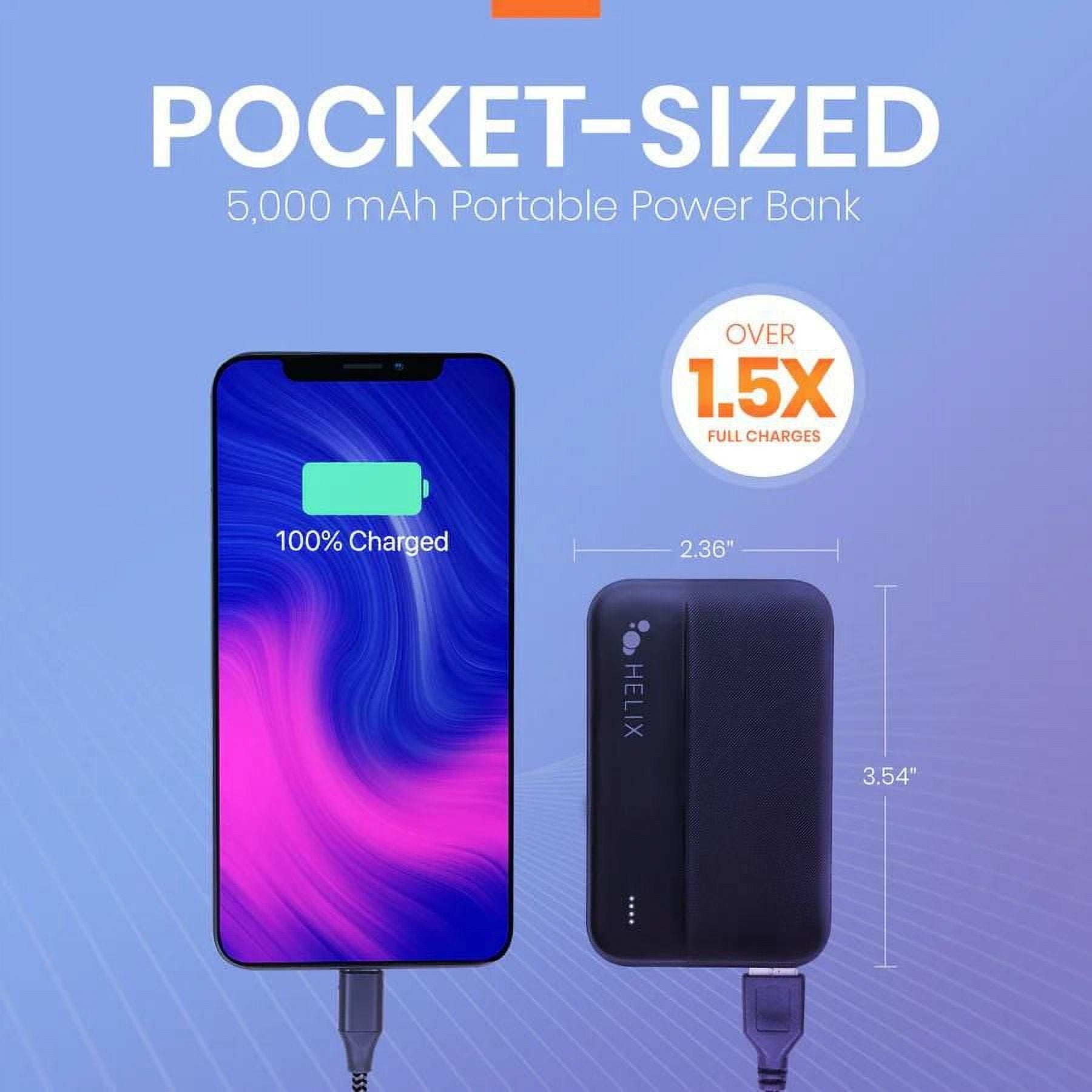 Emerge Helix TurboVolt+ 5,000mAh Power Bank with Dual USB A Ports, Black