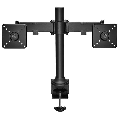 Insignia 32" Full-Motion Dual Monitor Mount Bundle with 6 ft HDMI to DVI Cable – Adjustable Desk Clamp Stand, Tilt/Swivel/Rotate, VESA Compatible (Black)