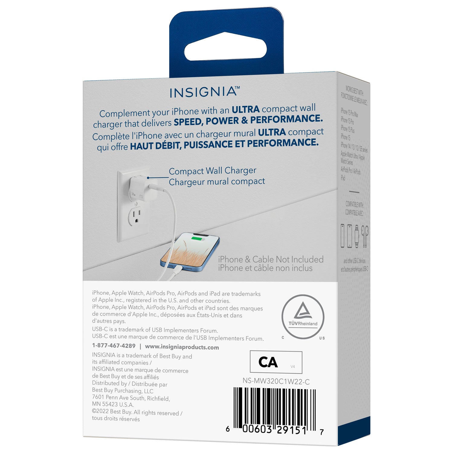 Insignia 20W USB-C Wall Charger, White