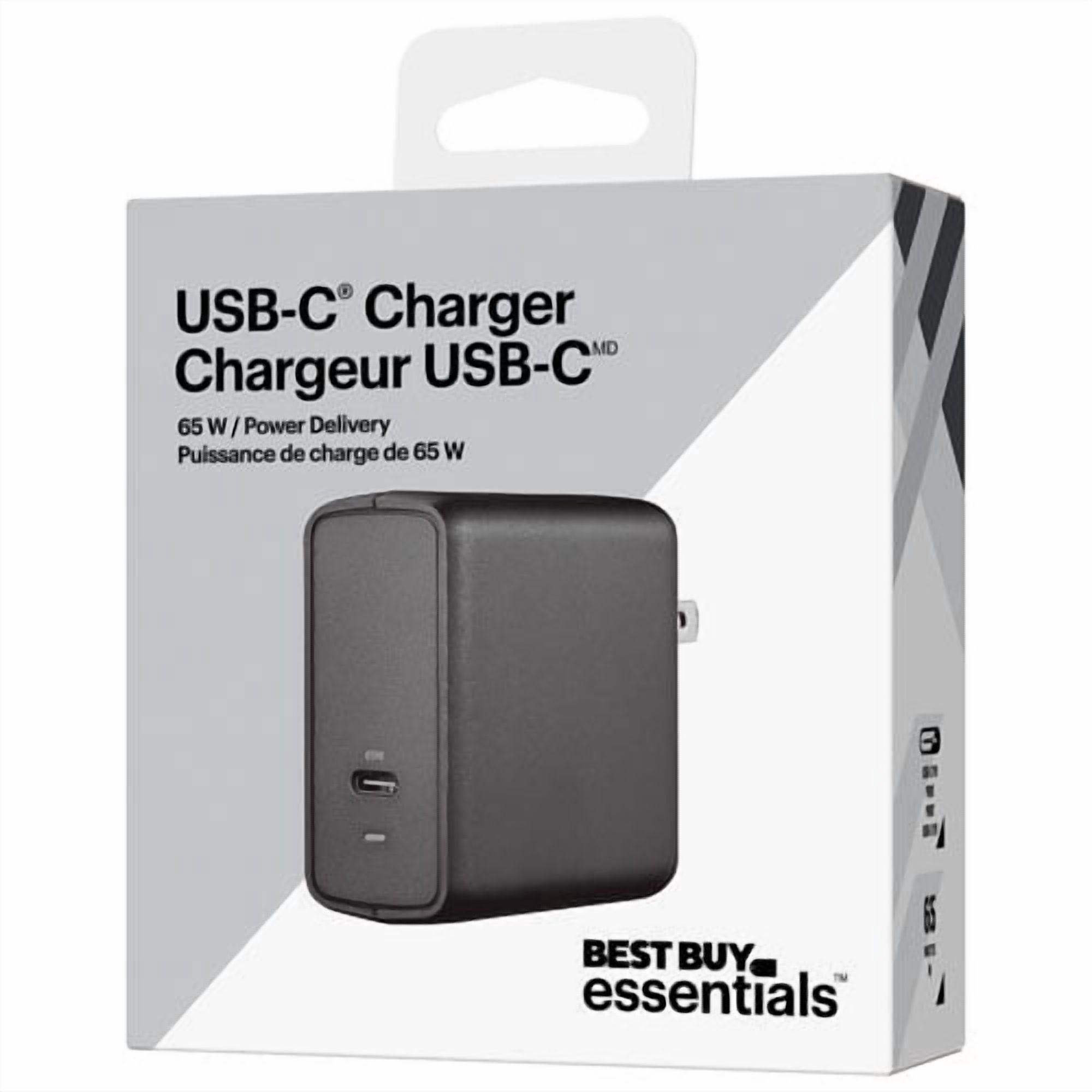 Best Buy Essentials 65W PD USB-C Wall Charger – Fast Charging USB-C Power Adapter for iPhone, iPad, Samsung Galaxy, MacBook, Tablets & Laptops