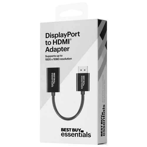 Best Buy Essentials DisplayPort to HDMI Adapter (BE-PADPHD-C) – DP to HDMI Converter for Laptop, Desktop & Monitor, Supports HD Video & Audio – Black