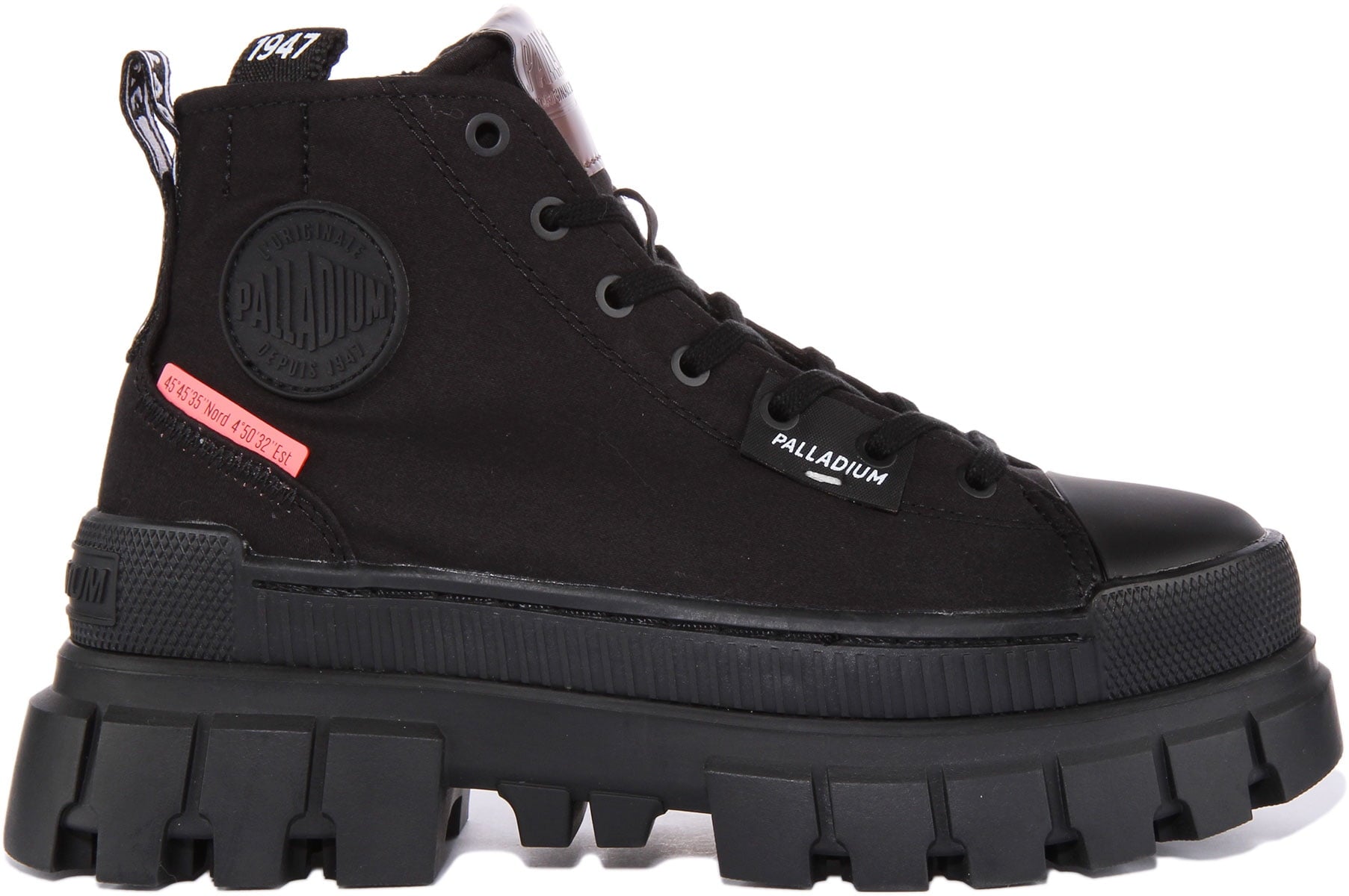 Palladium Revolt Boot Tx Women's Lace Up Canvas Vegan Ankle Boot In Black Size 6