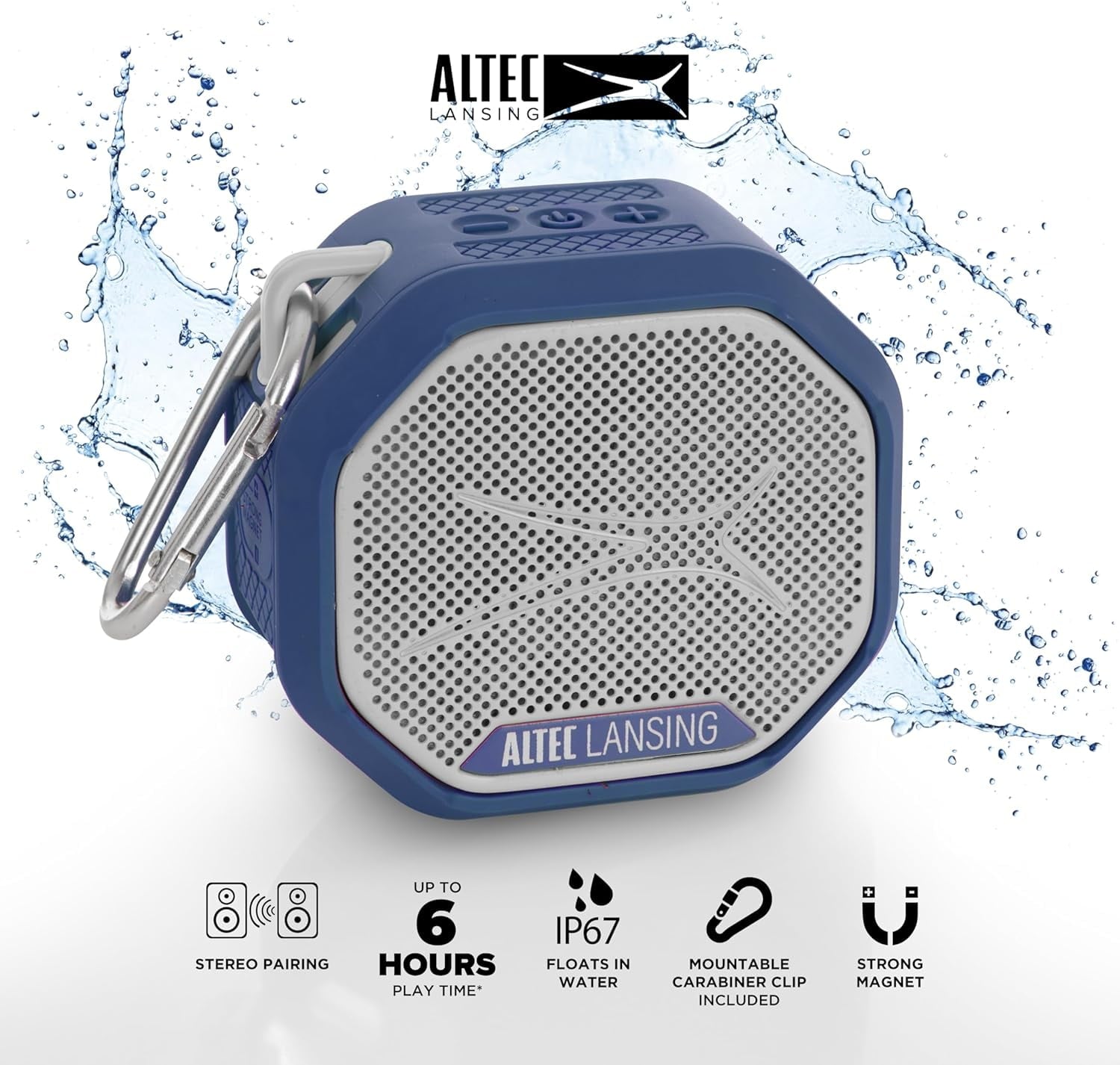 Altec Lansing HydraTrek 2.0 EverythingProof Portable Bluetooth Speaker - Purple/Blue | Waterproof Rugged Wireless Speaker