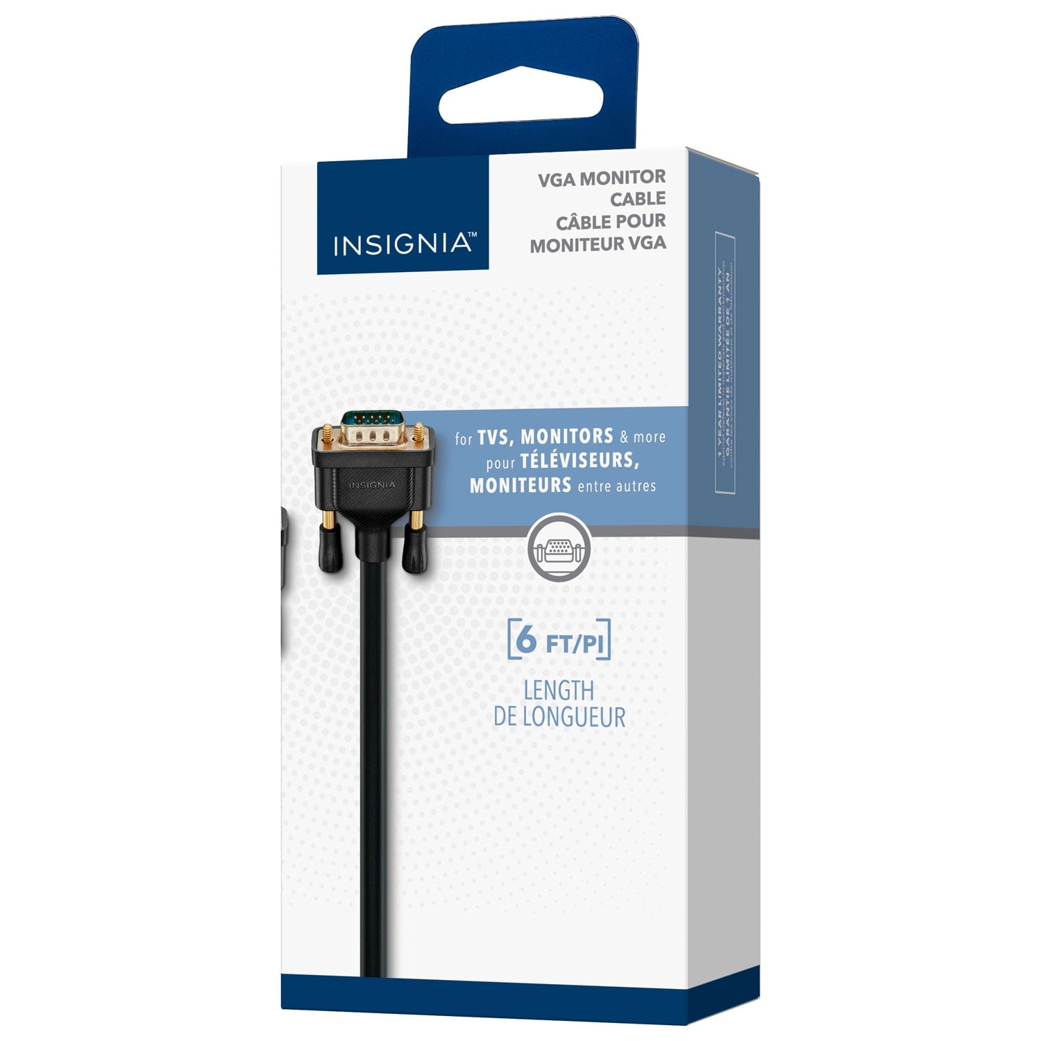 Insignia 1.8m (6 ft.) VGA to VGA Cable (NS-PCVGVG6-C) – HD15 Monitor Cable for PC & Projector – Black