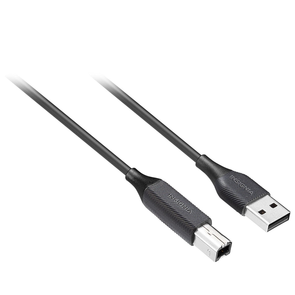 INSIGNIA USB Cables, 20Gbps High-Speed Charging & Data Sync, Braided Nylon, Compatible with MacBook, Laptop, iPhone, iPad, Android (10 ft (Black), USB to USB-B Printer Cable)