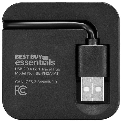 Best Buy Essentials 4-Port USB 2.0 Adapter, Multi-Port USB Expansion for Laptop & PC, Plug-and-Play – BE-PH2A4AT-C