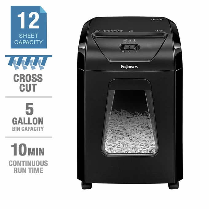 Fellowes Powershred 1200C Cross-Cut Shredder, Black