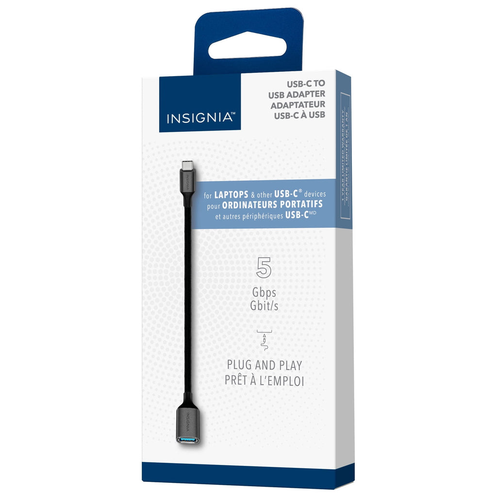 Insignia USB-C to USB Adapter - Black, USB Type C 5 Gbps High-Speed