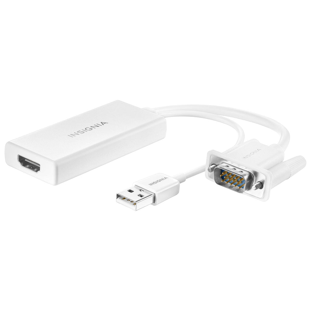 Insignia VGA to HDMI Adapter, 1080p Full HD Output to TV Monitor, Active Male VGA in Female HDMI 1080p Video Adaptador for Computer, Laptop, Projector