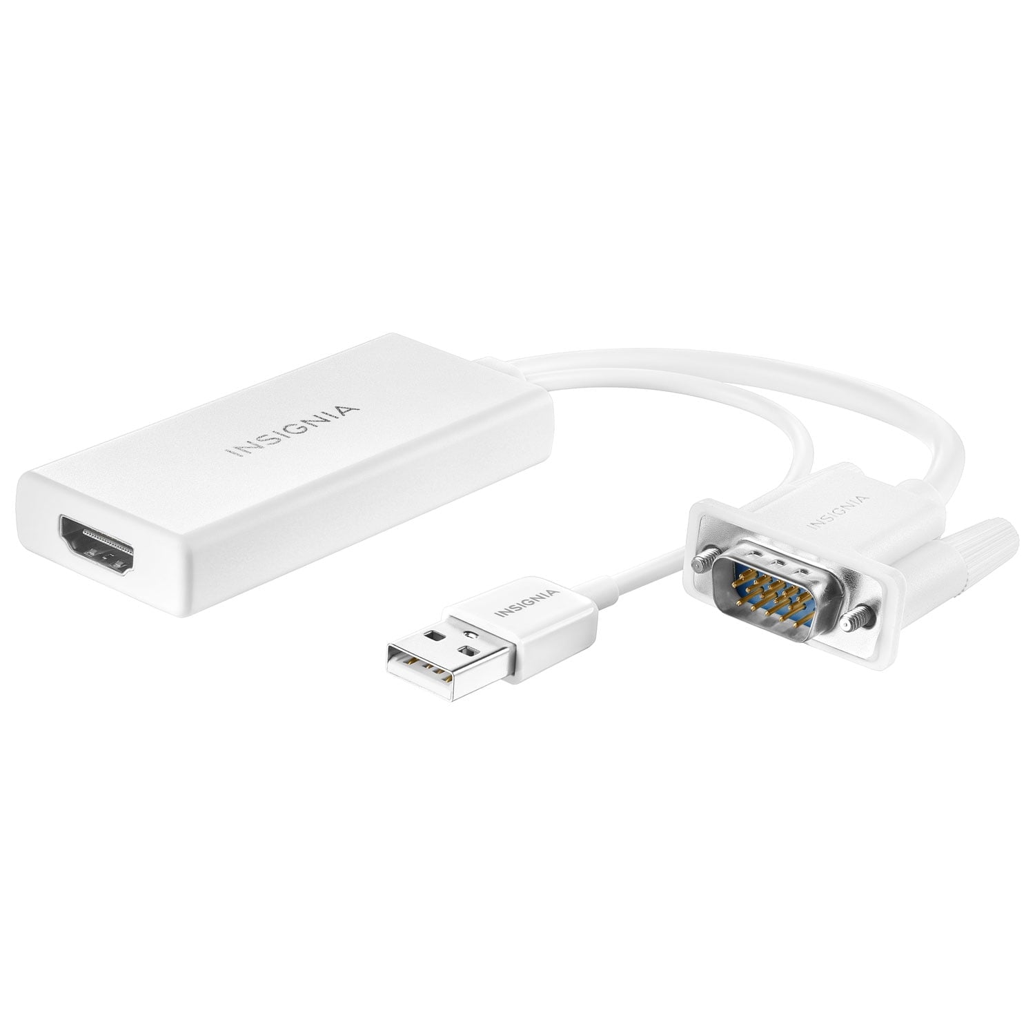 Insignia VGA to HDMI Adapter, 1080p Full HD Output to TV Monitor, Active Male VGA in Female HDMI 1080p Video Adaptador for Computer, Laptop, Projector