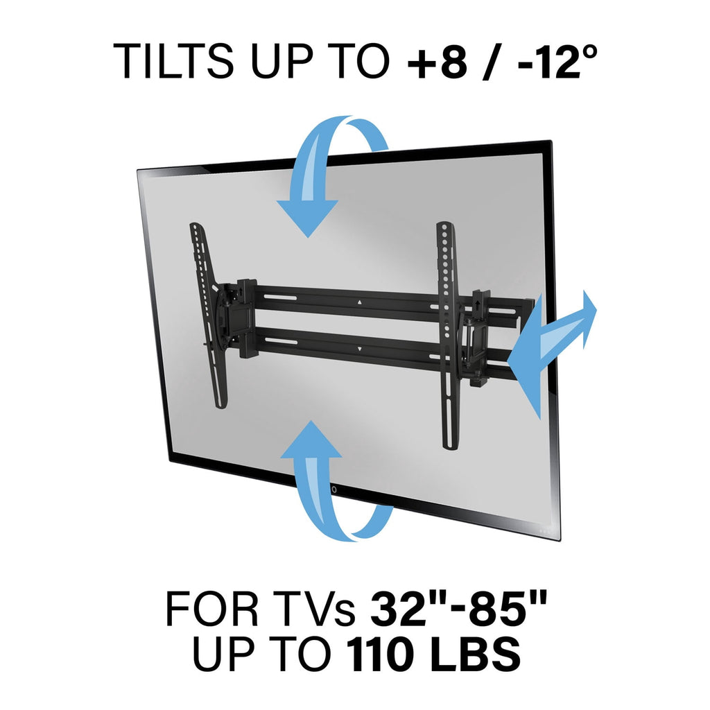 SANUS Accents Extendable Tilting TV Wall Mount for 32"–85" TVs, Tilt Adjustment, Extendable Arm, Black (ALT2-B3)