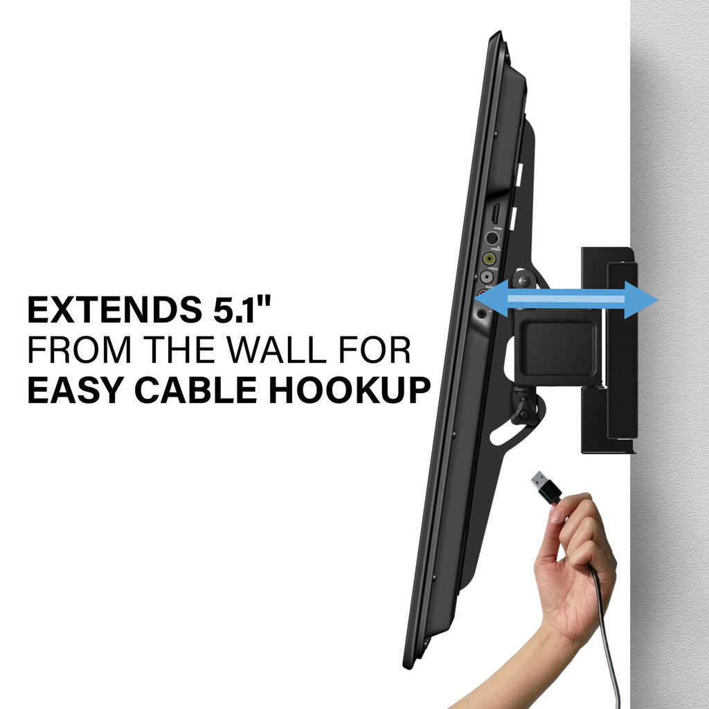 SANUS Accents Extendable Tilting TV Wall Mount for 32"–85" TVs, Tilt Adjustment, Extendable Arm, Black (ALT2-B3)