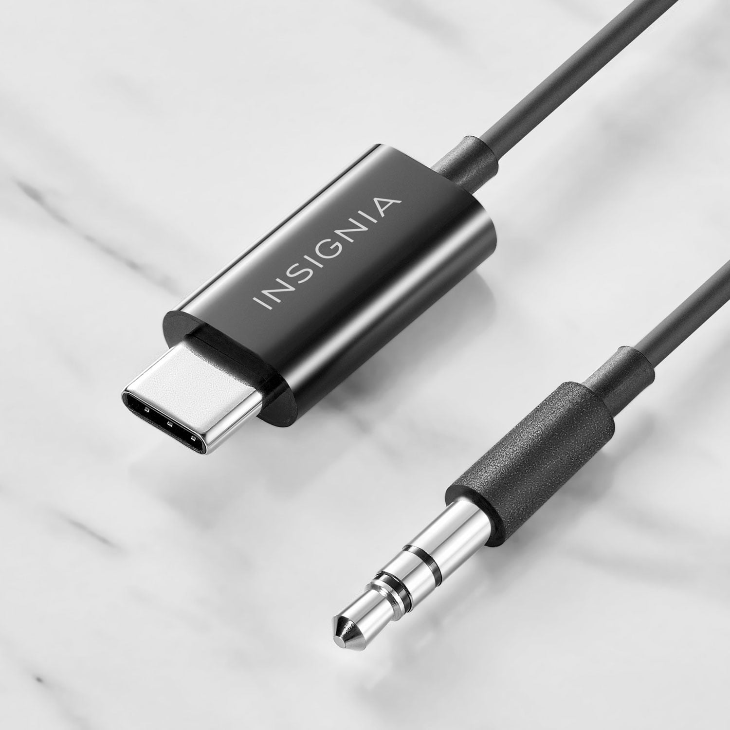 Insignia 0.91m (3 ft.) USB-C to 3.5mm Audio Plug Cable – Digital to Analogue Adapter for Headphones, Speakers & Car Stereo – Black