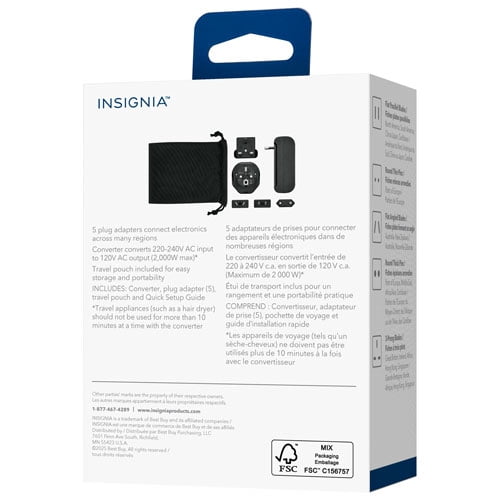 Insignia Travel Converter and Plug Adapters - Black