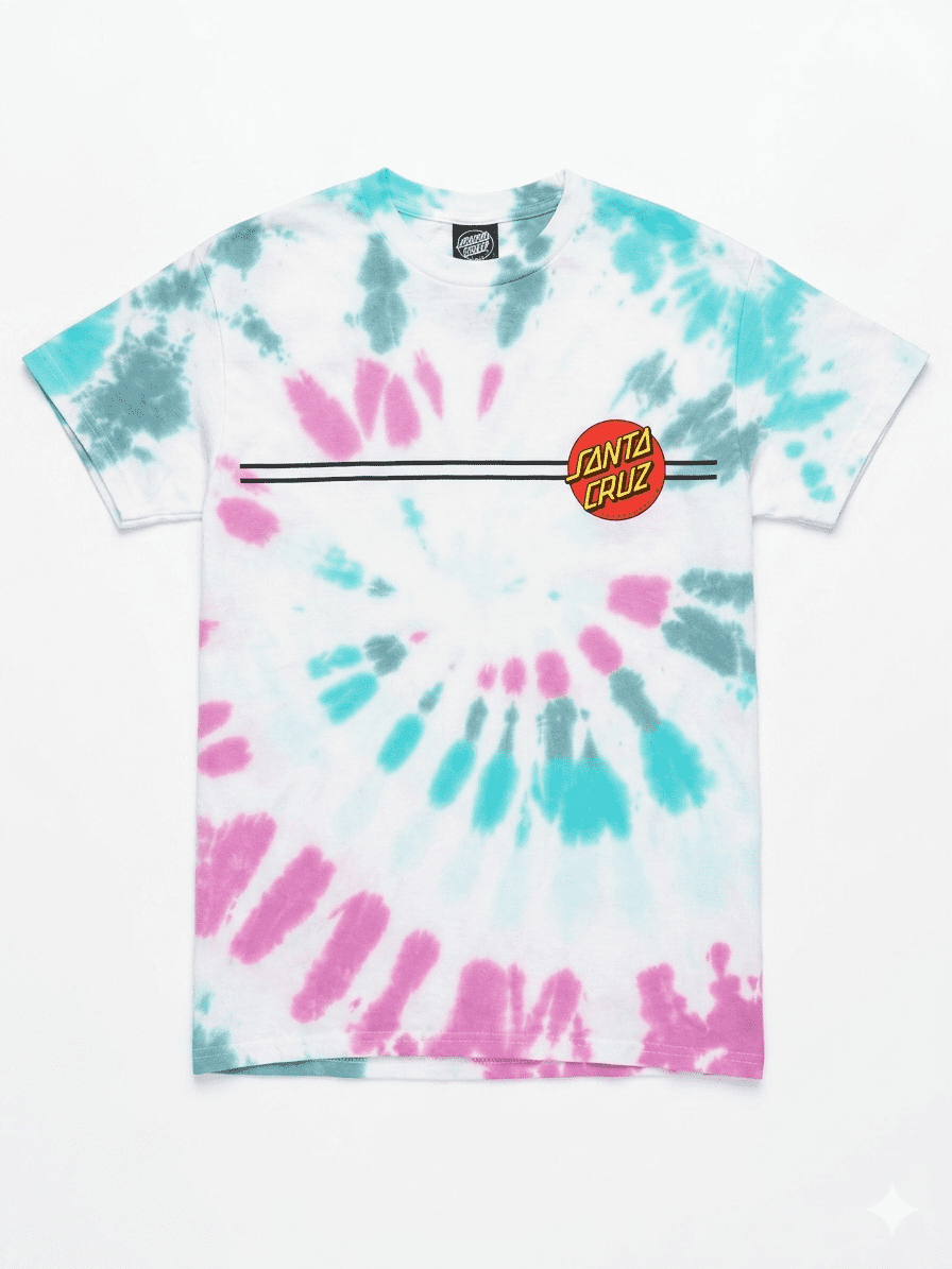 Santa Cruz Tie-Dye Graphic T-Shirt, White/Pink/Teal, Size: S