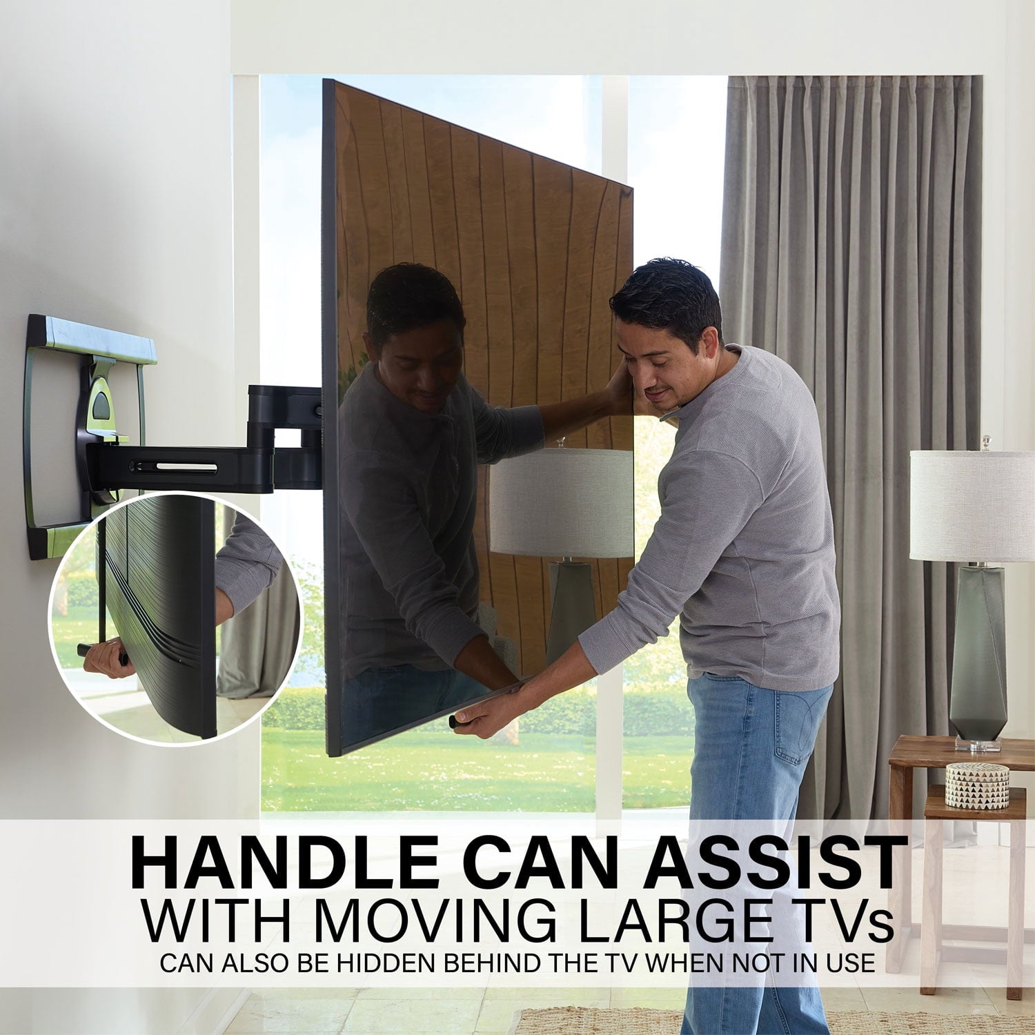 SANUS Elite Advanced Full Motion 4D + Shift TV Wall Mount for 42"–90" TVs, Swivel, Tilt, Extendable, Black (BLF528-B3)