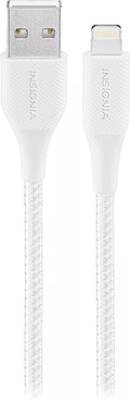 Insignia 4 ft. Lightning to USB Charge-and-Sync Braided Cable - Moon Grey White, MFi Certified