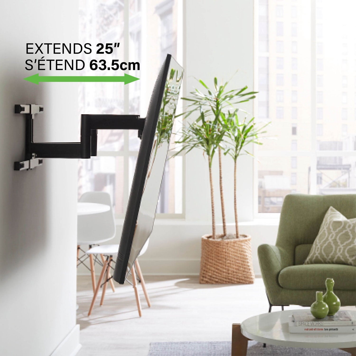 SANUS Accents Full-Motion TV Wall Mount for 42"–85" TVs, Swivel, Tilt, Extendable, Black (ALF325-B3)
