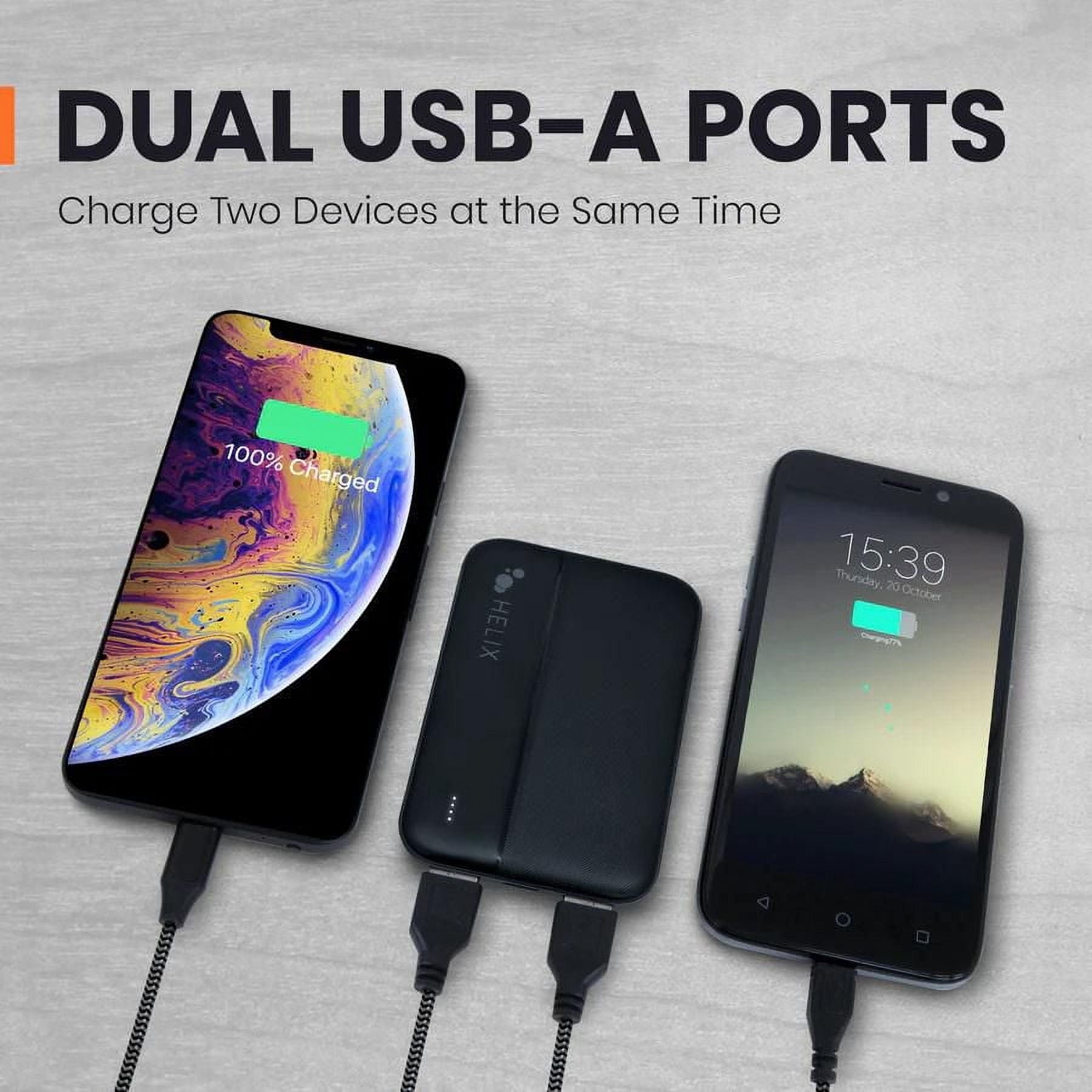 Emerge Helix TurboVolt+ 5,000mAh Power Bank with Dual USB A Ports, Black