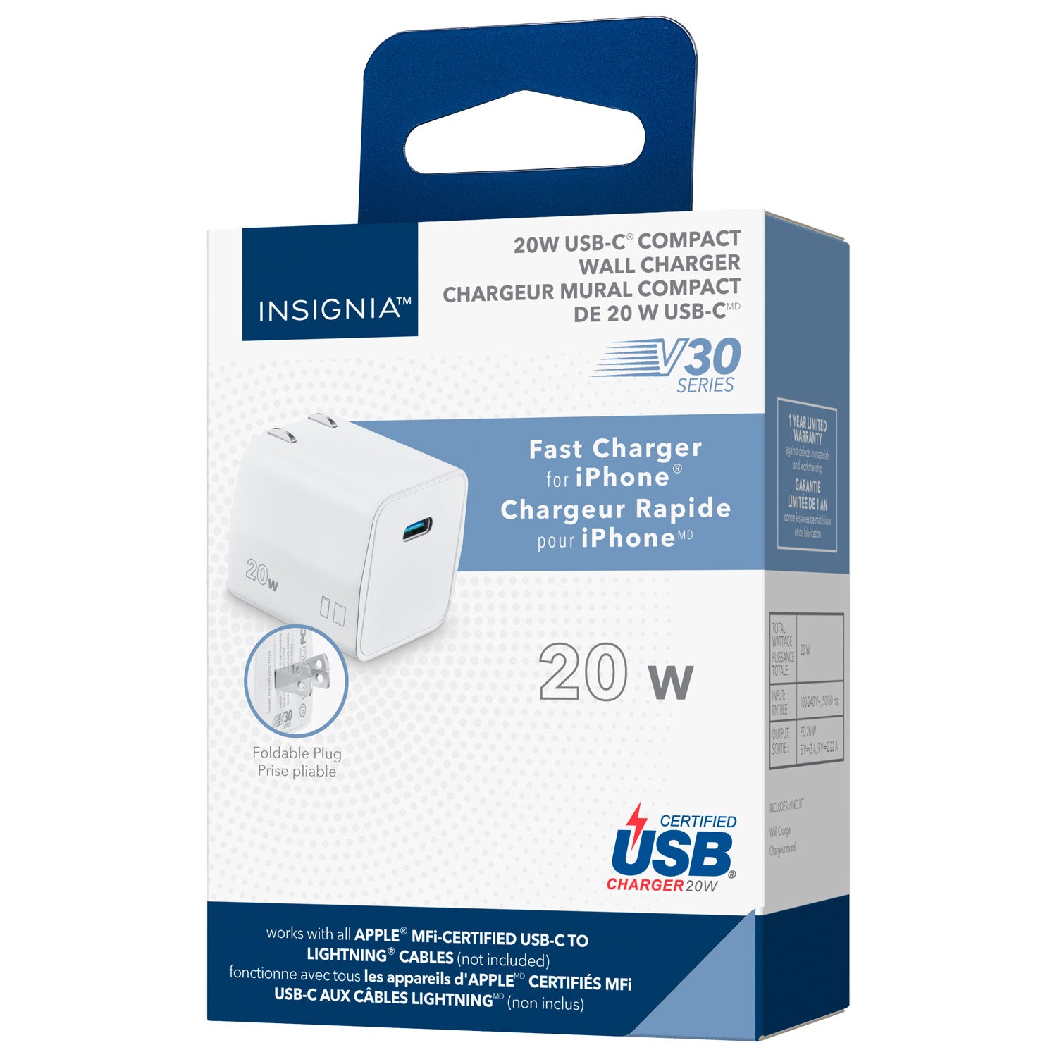 Insignia 20W USB-C Wall Charger, White