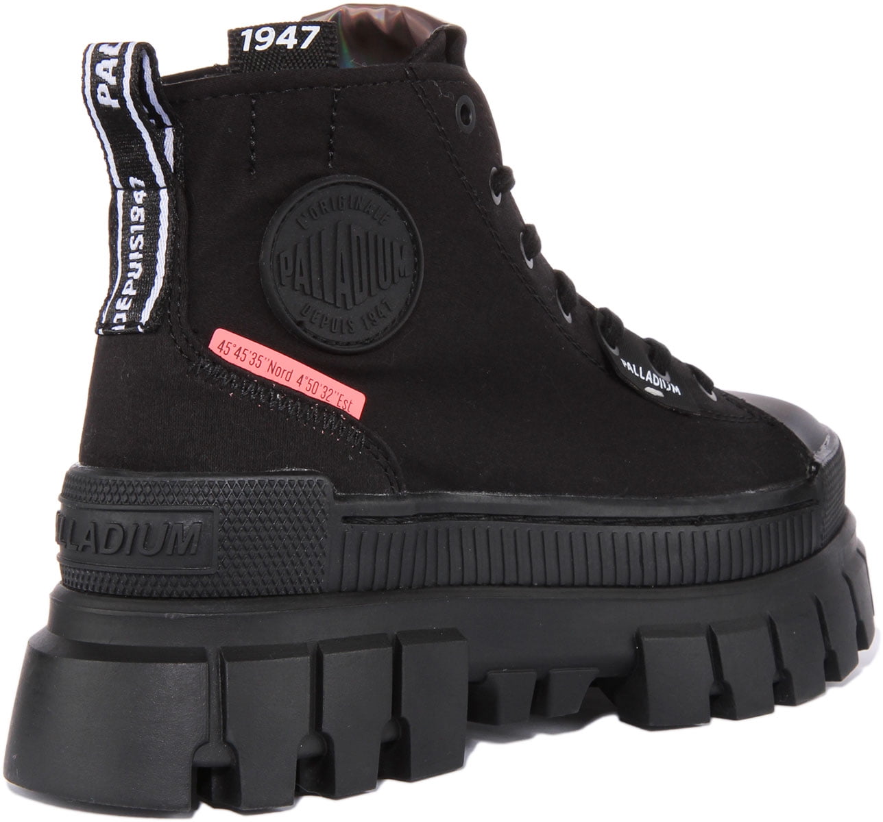 Palladium Revolt Boot Tx Women's Lace Up Canvas Vegan Ankle Boot In Black Size 6
