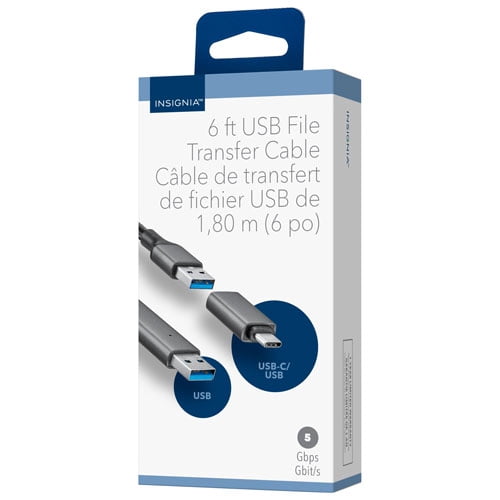 Insignia 1.83m (6 ft.) USB-A Cable with USB-C Adapter, Charge & Sync Cable for Compatible Devices – NS-PCK336C26-C
