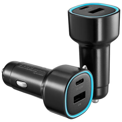 Insignia 32W Dual USB-C/USB-A Car Charger - 2 Pack - Black