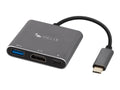 Helix/Retrak 3-in-1 USB-C Adapter with USB-A HDMI and USB-C Ports Black Adapters