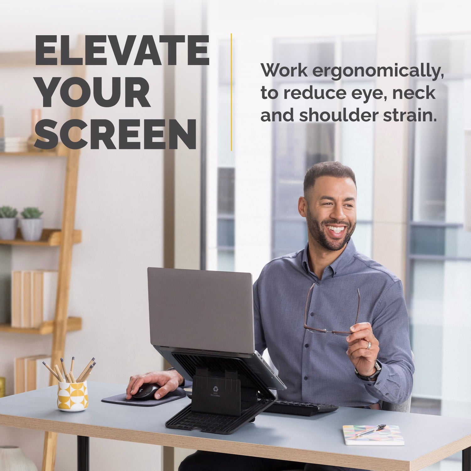 Fellowes Breyta Ergonomic Laptop Riser Stand (Black), 100098500