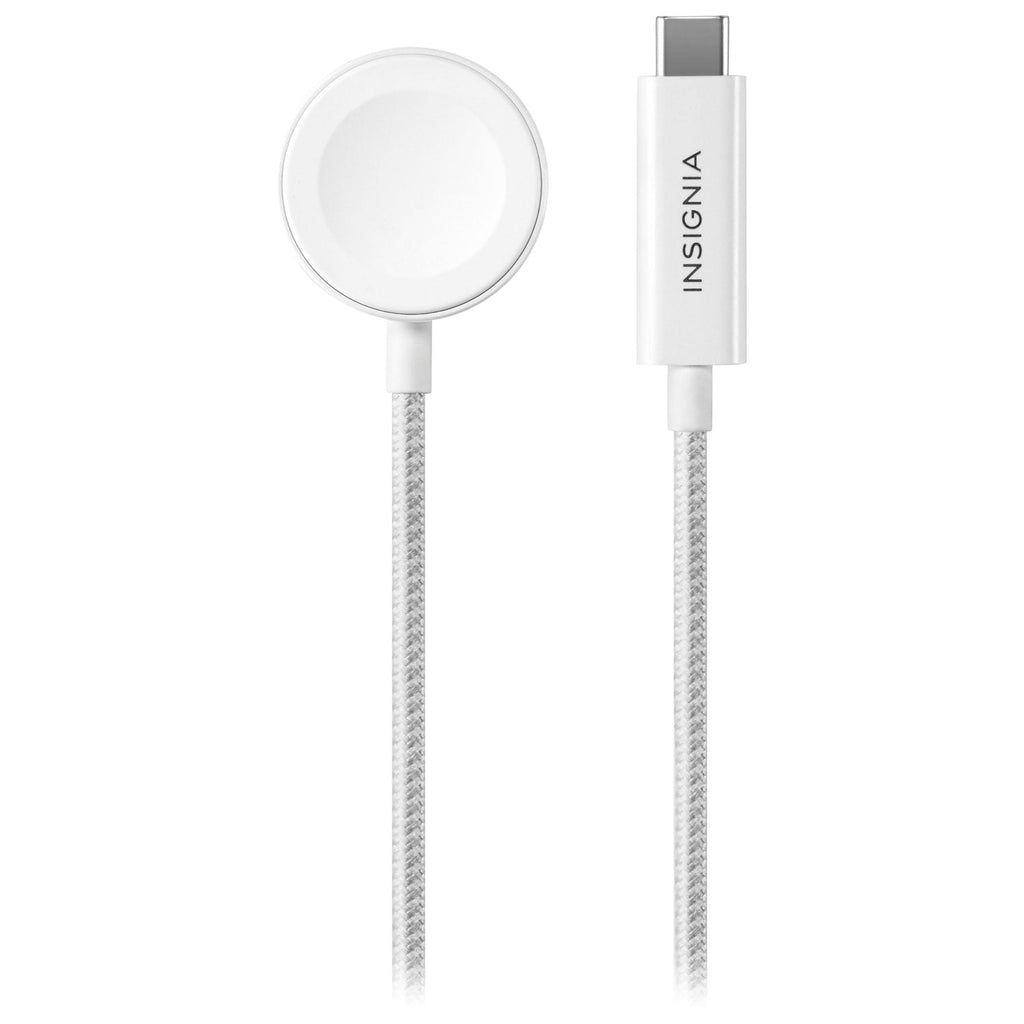 Insignia iWatch Magnetic Fast Charger to USB Type-C 4 ft. Braided Cable - White