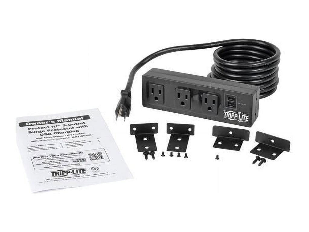 Tripp Lite TLP310USBS 3 Outlet Surge Protector with Mounting Brackets