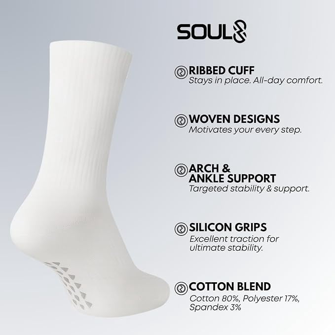 Soul8 Motivational Gym Crew Socks – Pilates Grip Training Socks – Inspirational Gift for Athletes (US, Numeric, 6, 8.5, Regular, Regular, Size 6-8.5, ONE AND DONE PULSE AND HOLD (Grip Bottom)