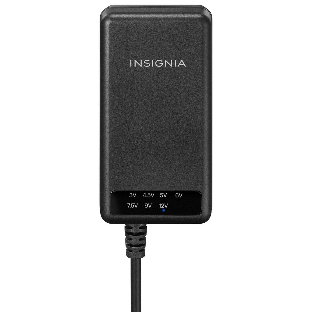 Insignia Universal AC Adapter 22.5W with 7 Interchangeable Tips and USB-A Port, Multi-Voltage Charger for Laptops and Electronics