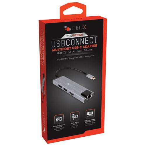 Helix 5-in-1 USB-C Multiport Adapter with HDMI, USB-C, USB-A & LAN Connectivity for Laptop & Tablet – ETHHUB7