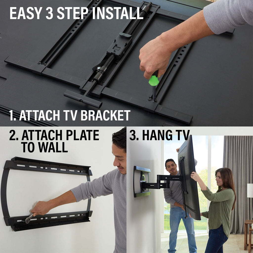 SANUS Elite Advanced Full Motion 4D + Shift TV Wall Mount for 42"–90" TVs, Swivel, Tilt, Extendable, Black (BLF528-B3)