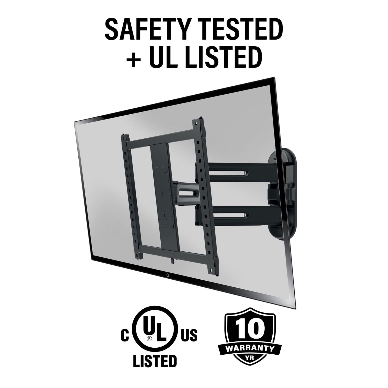 SANUS Elite Advanced Full Motion 4D + Shift TV Wall Mount for 32"–65" TVs, Swivel, Tilt, Extendable, Black (BMF522-B3)