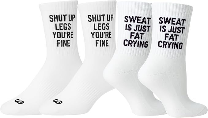 Soul8 Studio Cotton Crew Socks for Running Athletic Gym, Unisex & Women, Fun Inspirational Gift (US, Numeric, 6, 8.5, Regular, Regular, 2 Pairs: Goal Digger & Look Like A Beauty)
